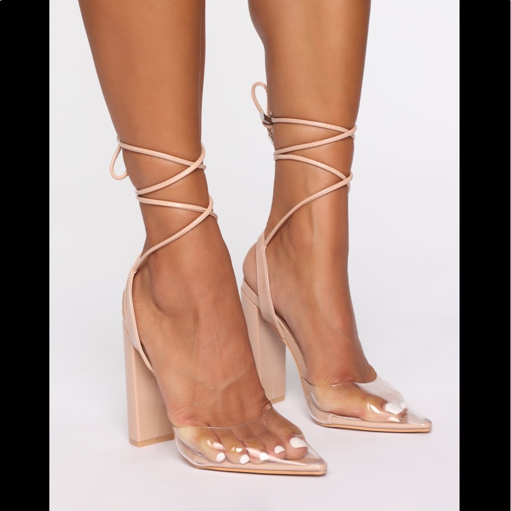 Fashion nova clear toe nude pumps